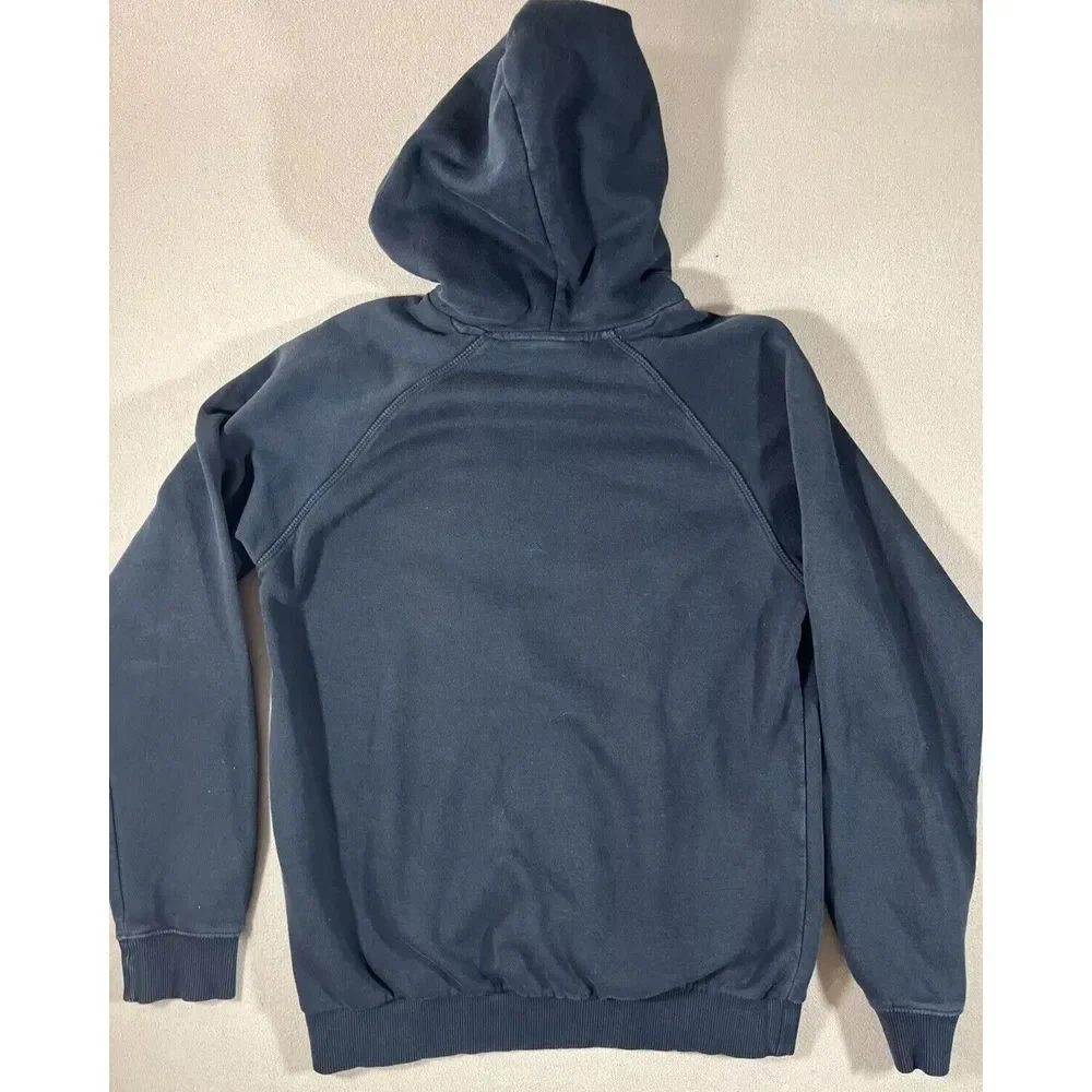 VTG Adidas Leaf Hoodie Pullover‎ Black Mens Sz S Hand Pockets Heavy Cotton Blend